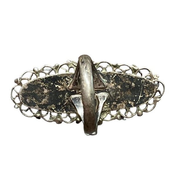 Beautiful ANTIQUE VINTAGE Sterling Silver & Abalone Shell Ring Size 5 - Picture 5 of 11